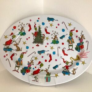 NEW HOW THE GRINCH STOLE CHRISTMAS LARGE OVAL COOKIE PLASTIC PLATE